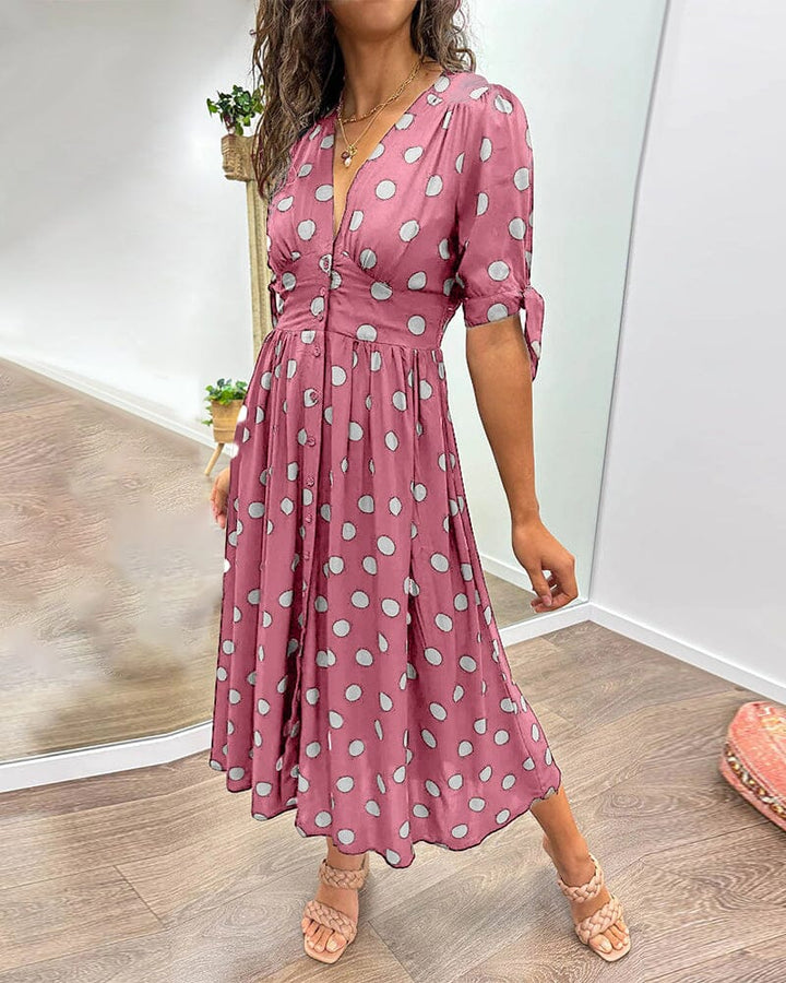 Bellamy - V-Ausschnitt Kleid mit Pünktchen