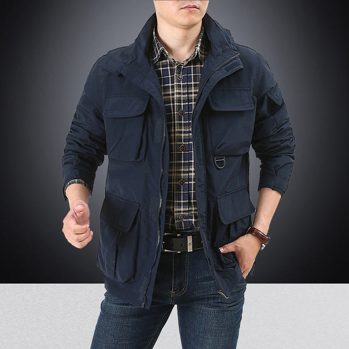 Herren multifunktionale Utility-Fieldjacke mit Klapp- und Reißverschlusstaschen