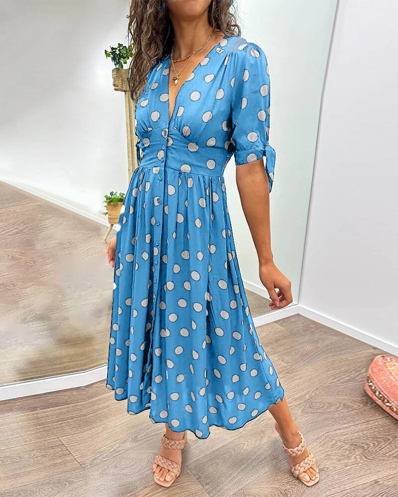 Bellamy - V-Ausschnitt Kleid mit Pünktchen