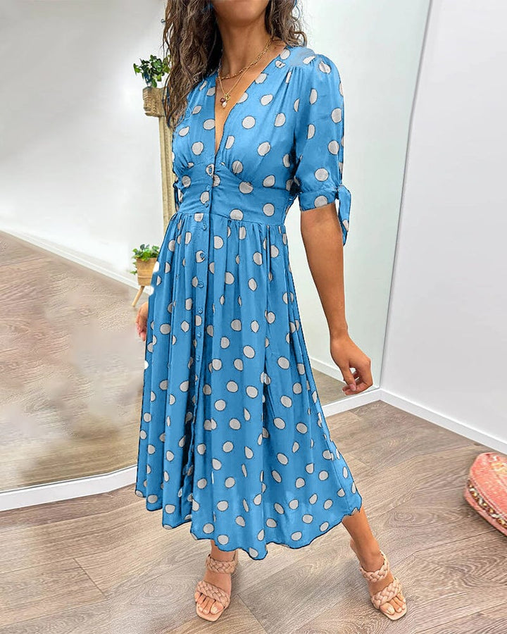 Bellamy - V-Ausschnitt Kleid mit Pünktchen