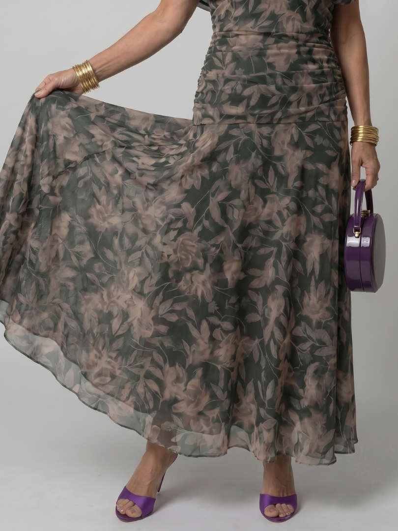 Calen | Elegantes Off-Shoulder-Midi-Kleid mit fließendem Design