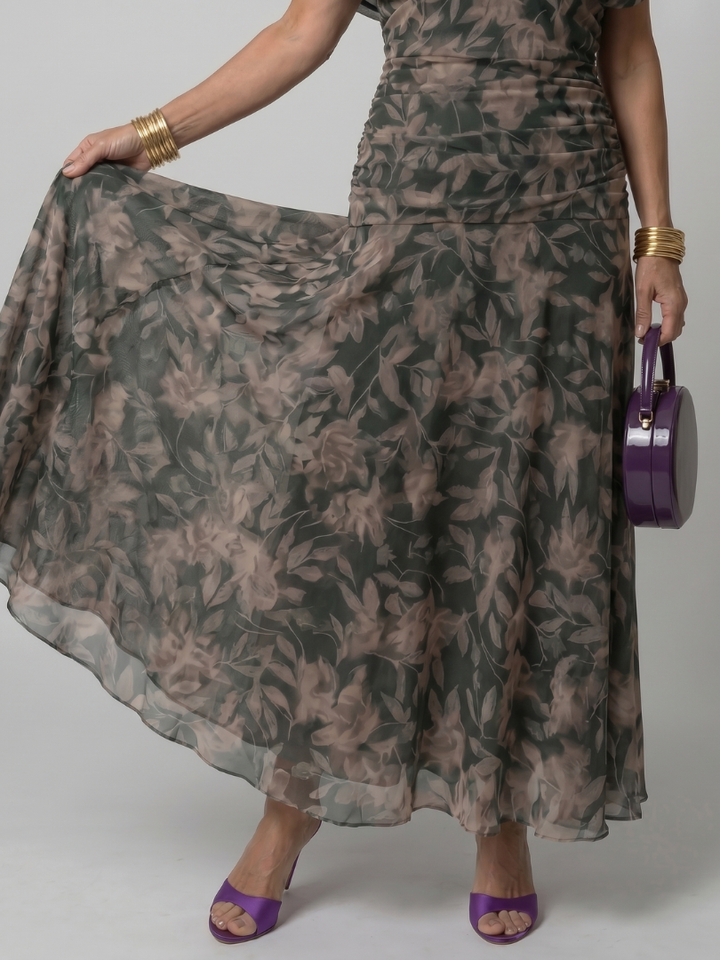 Calen | Elegantes Off-Shoulder-Midi-Kleid mit fließendem Design
