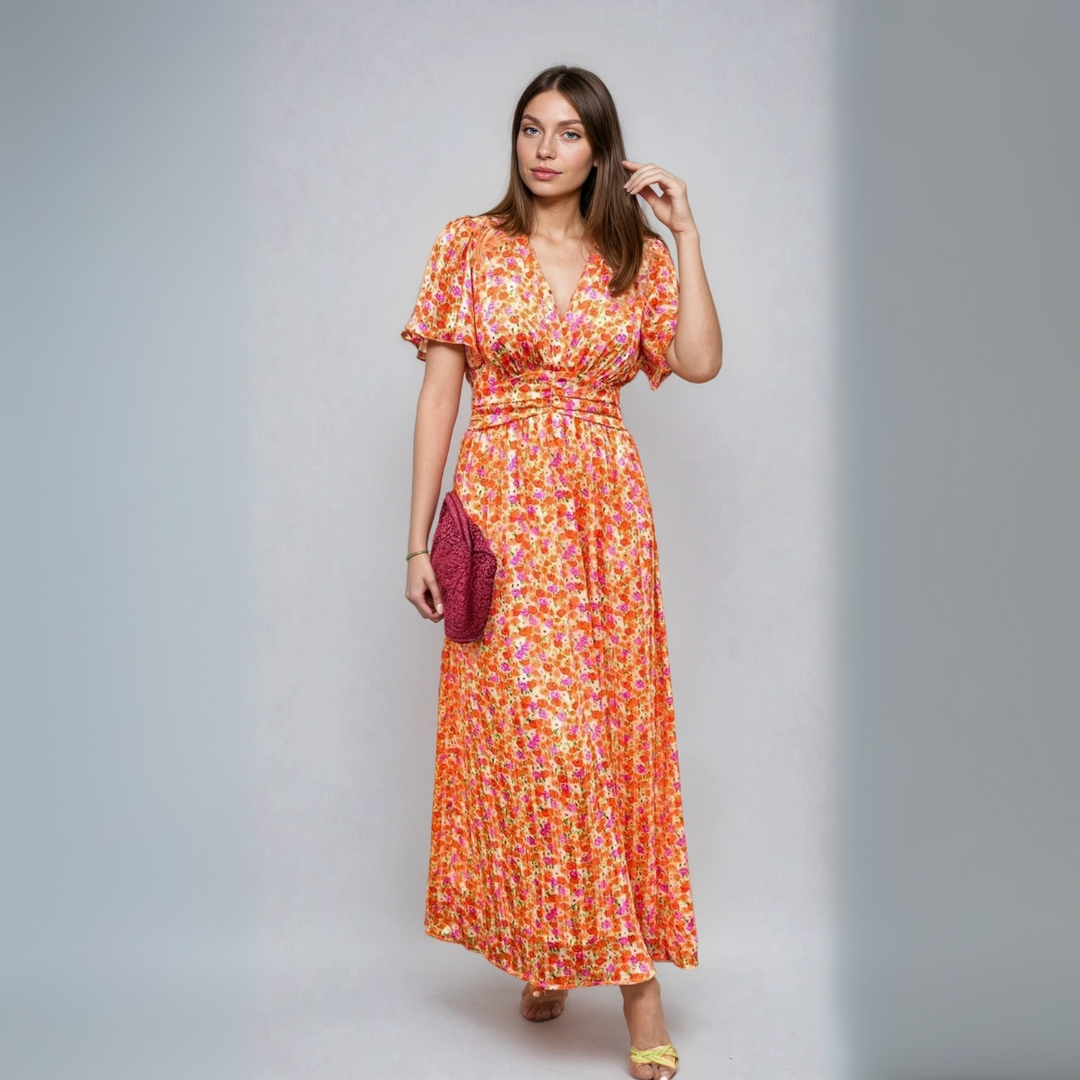 Pauline – Langes Kleid mit Blumenmuster