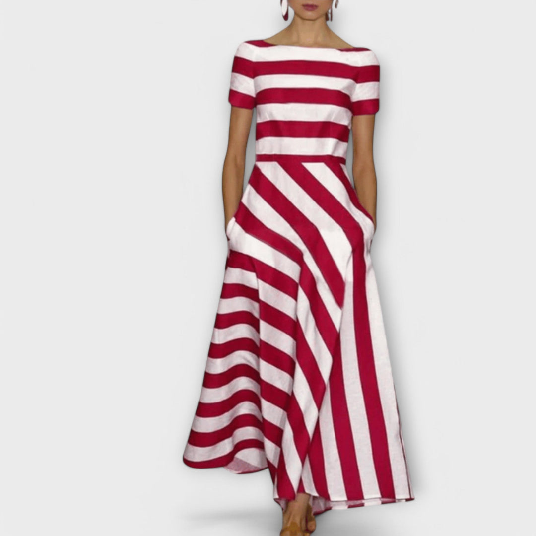 Janell - Gestreiftes Maxikleid mit langer Silhouette