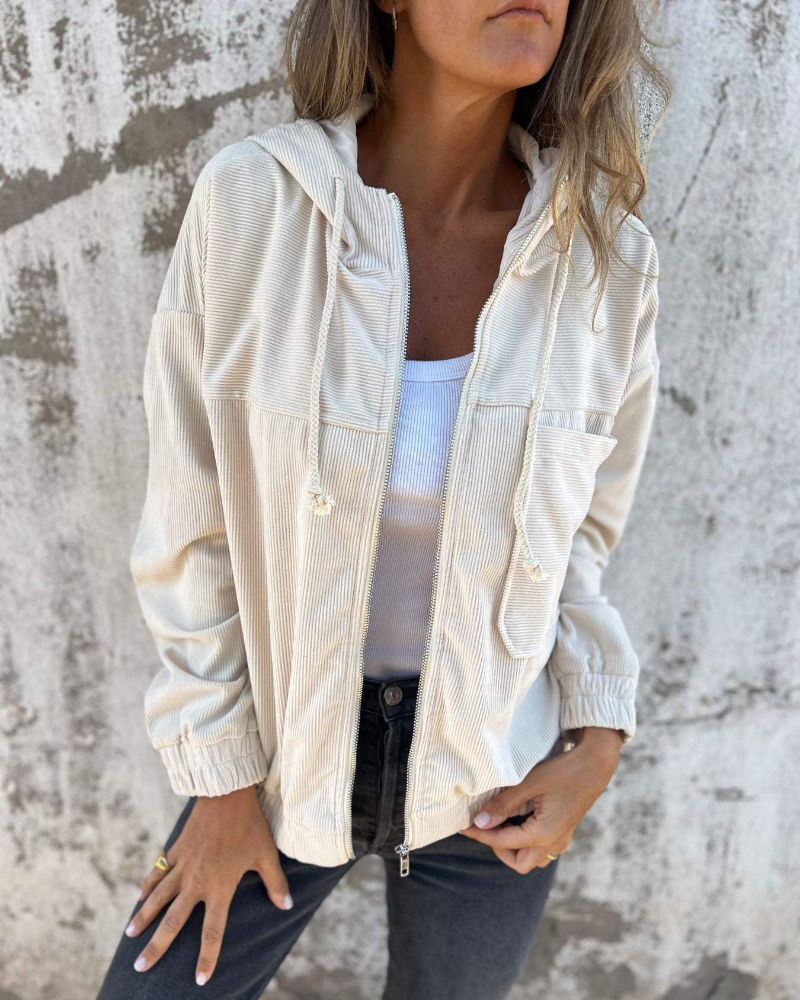 Danna™ - Cord-Jacke mit Kapuze und Reißverschluss