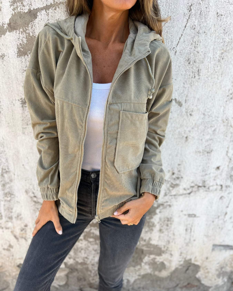 Danna™ - Cord-Jacke mit Kapuze und Reißverschluss