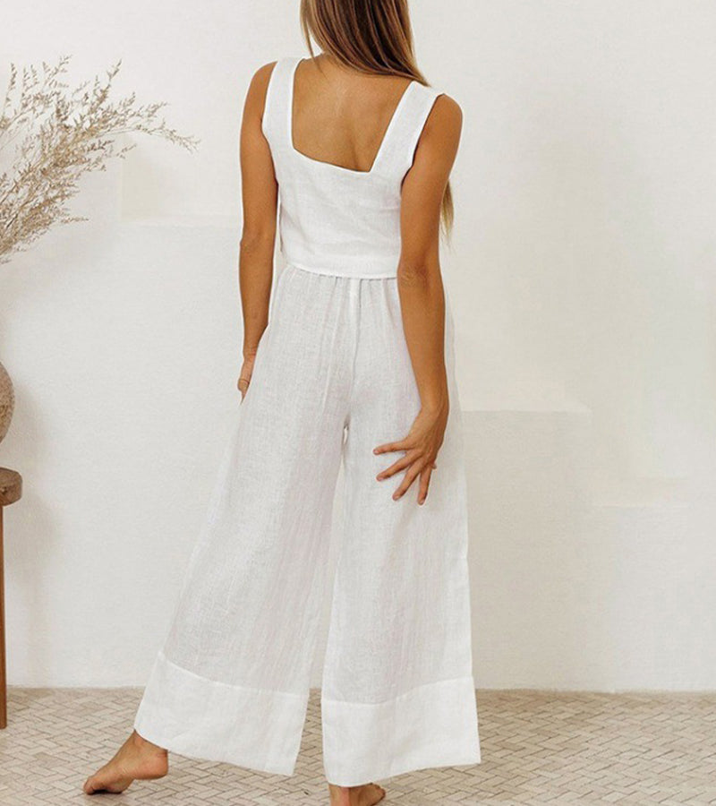 Milena - Minimalistisches Top und weite Hose Set