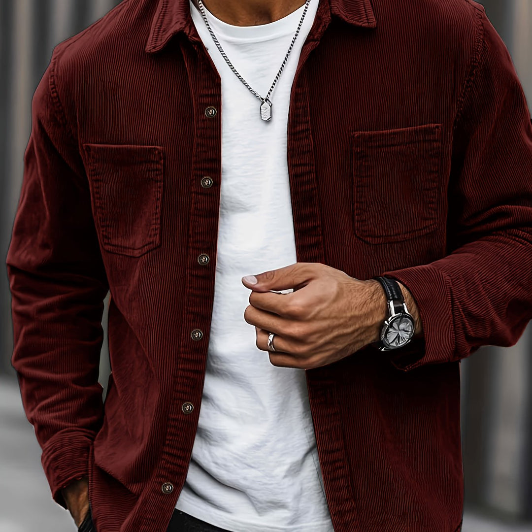 Bryce | Herren Langarm-Overshirt mit Taschen und Knöpfen