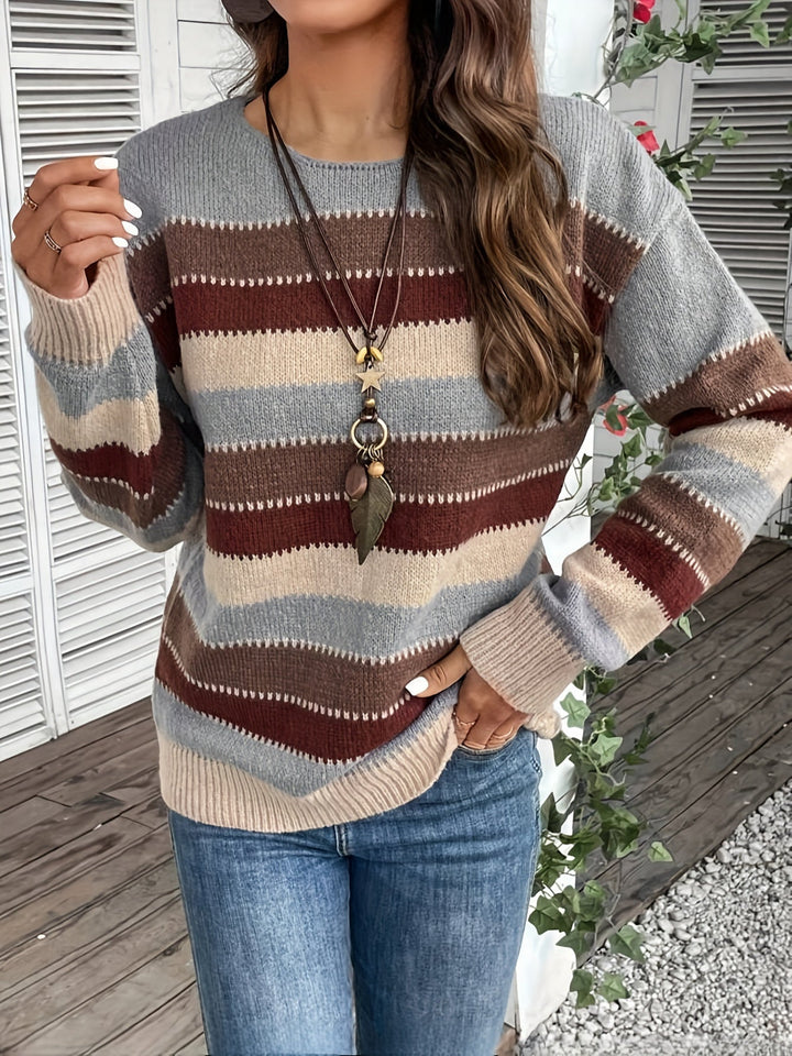 Delphine | Pullover da donna a righe con scollo rotondo