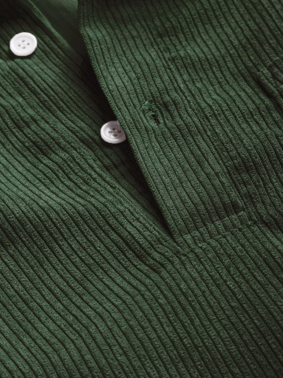 Herren Corduroy Langarmhemd mit halber Knopfleiste