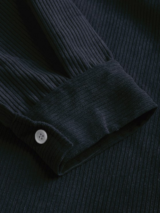 Herren Corduroy Langarmhemd mit halber Knopfleiste
