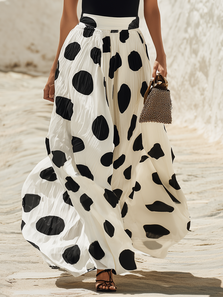Off-Shoulder Polka Dot Maxi-Kleid für ein Urlaubsgefühl
