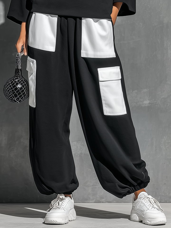 Women’s Sweatshirt & Cargo Jogger Pants Set with Pockets