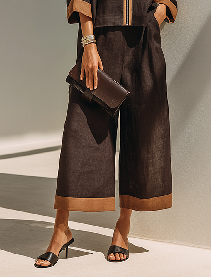 Conjunto de top de mujer y pantalón ancho corto