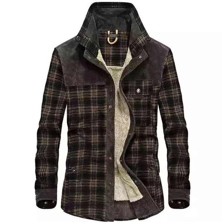 Giacca-camicia da uomo a quadri con bottoni e tasche