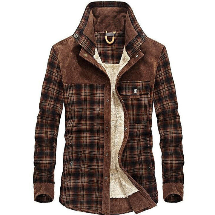 Giacca-camicia da uomo a quadri con bottoni e tasche