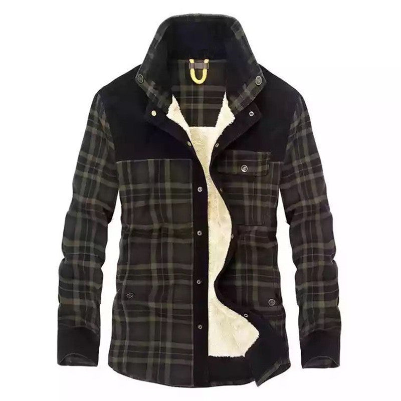 Giacca-camicia da uomo a quadri con bottoni e tasche