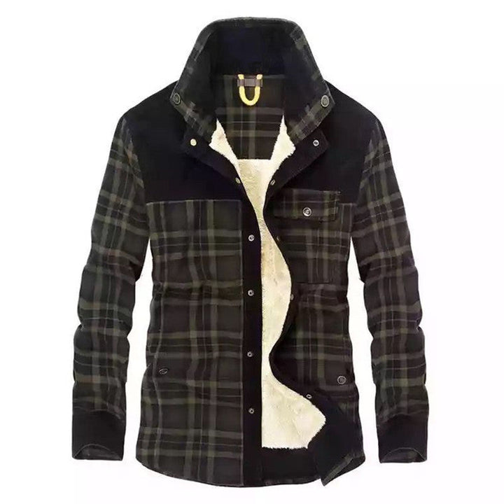 Giacca-camicia da uomo a quadri con bottoni e tasche