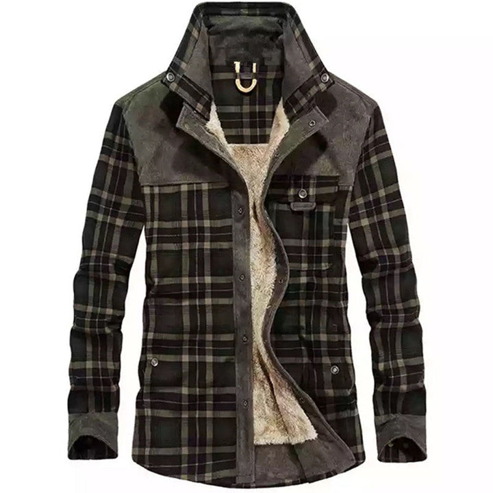 Giacca-camicia da uomo a quadri con bottoni e tasche