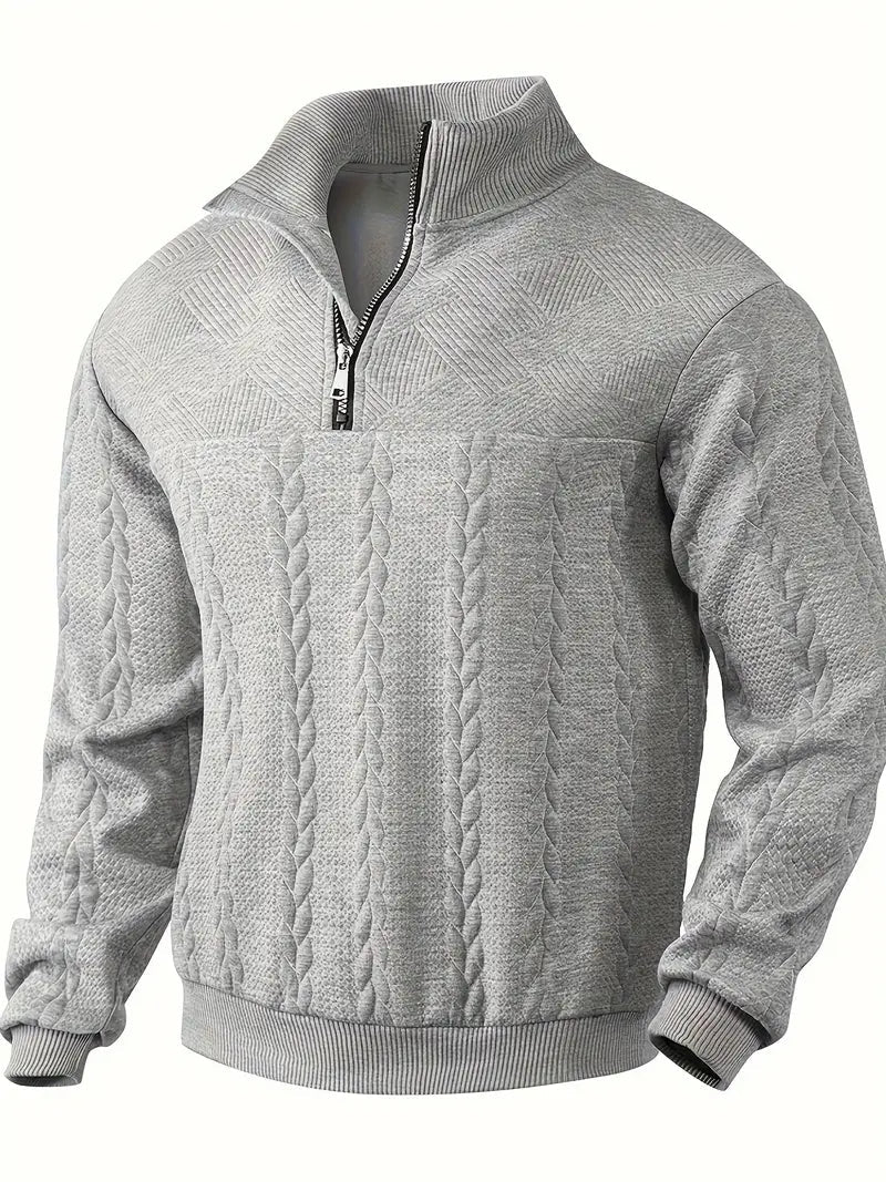 Brit & Boho™️ | Lässiger Jacquard Quarter-Zip Pullover