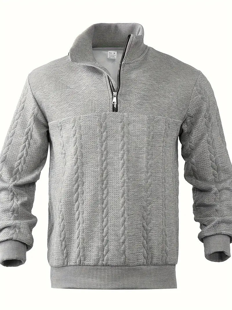Brit & Boho™️ | Lässiger Jacquard Quarter-Zip Pullover