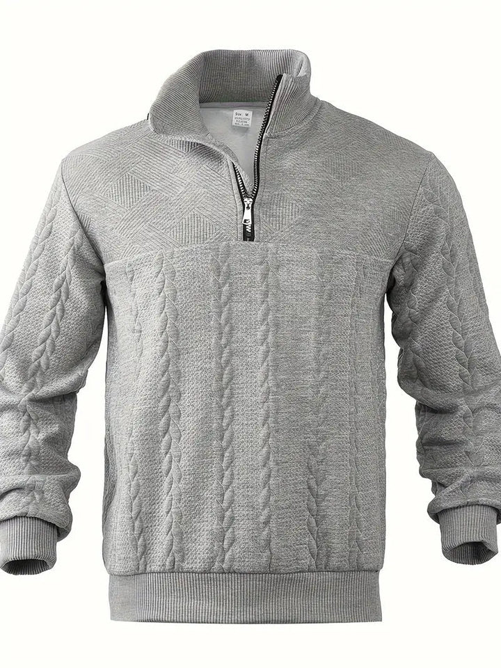 Brit & Boho™️ | Lässiger Jacquard Quarter-Zip Pullover
