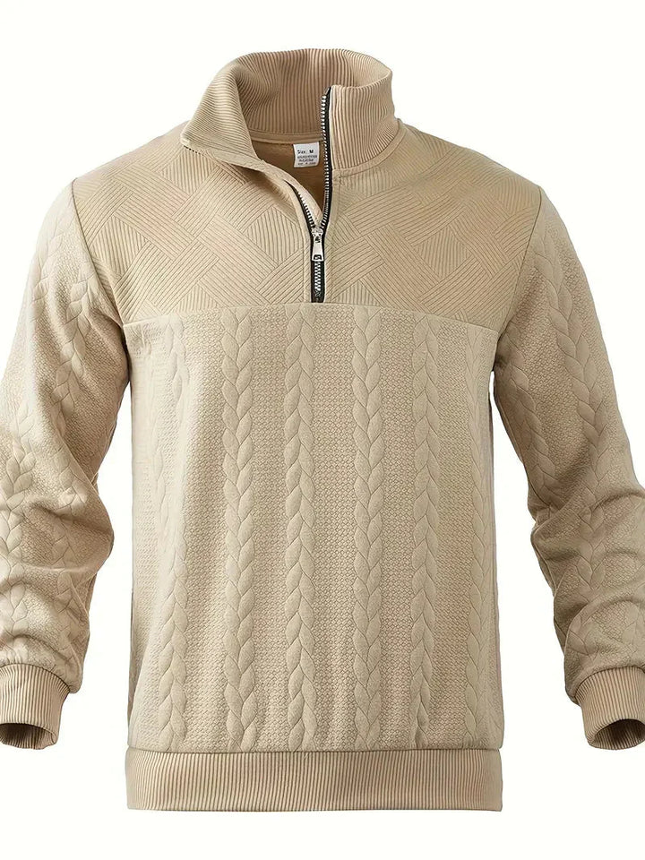 Brit & Boho™️ | Lässiger Jacquard Quarter-Zip Pullover