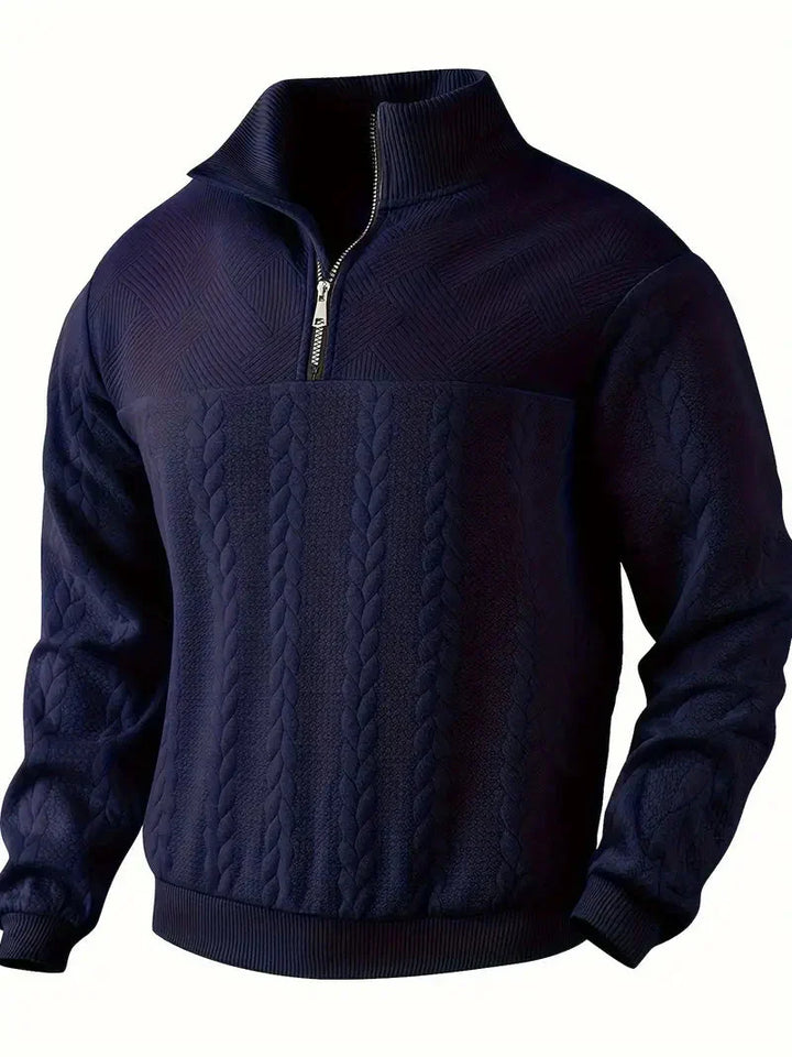 Brit & Boho™️ | Lässiger Jacquard Quarter-Zip Pullover