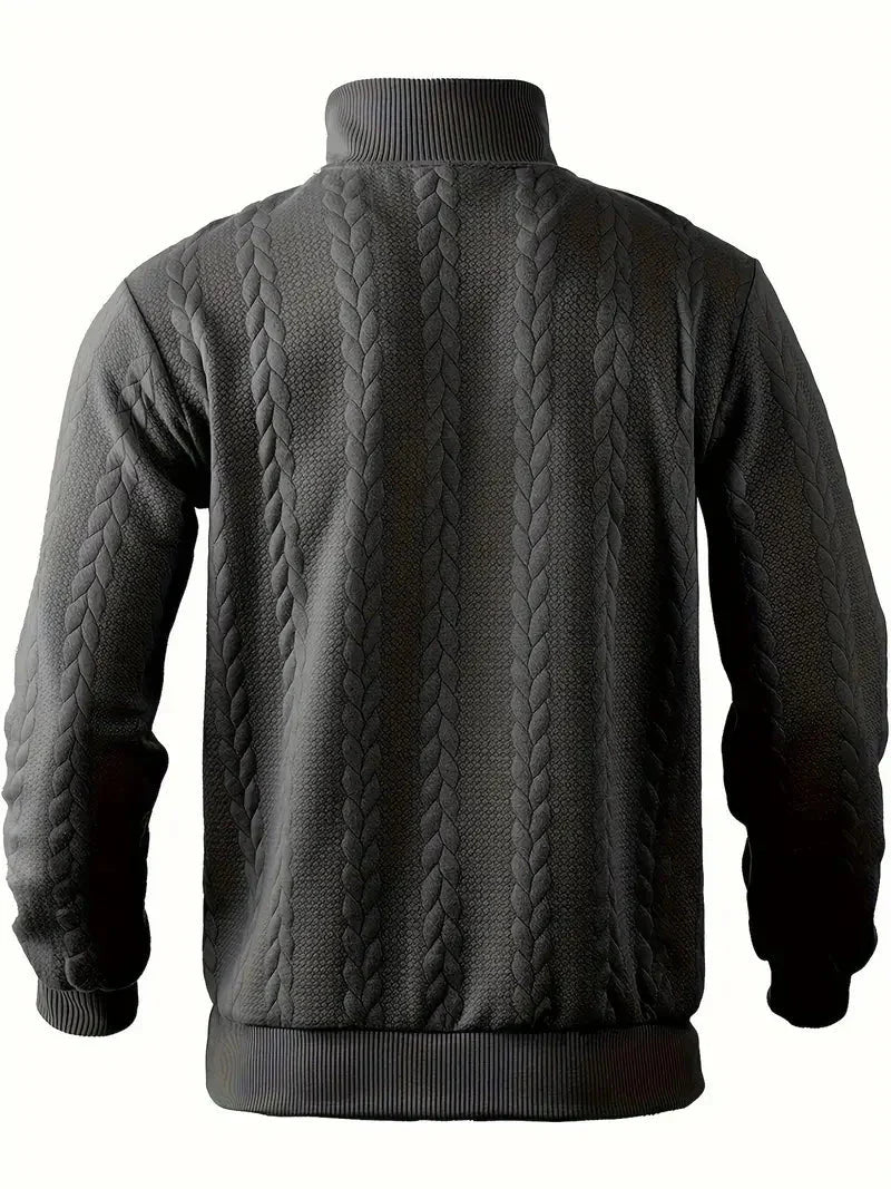 Brit & Boho™️ | Lässiger Jacquard Quarter-Zip Pullover