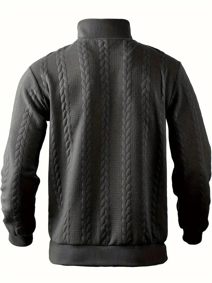 Brit & Boho™️ | Lässiger Jacquard Quarter-Zip Pullover