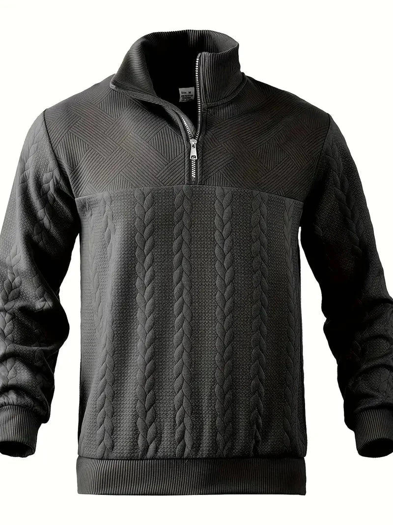 Brit & Boho™️ | Lässiger Jacquard Quarter-Zip Pullover