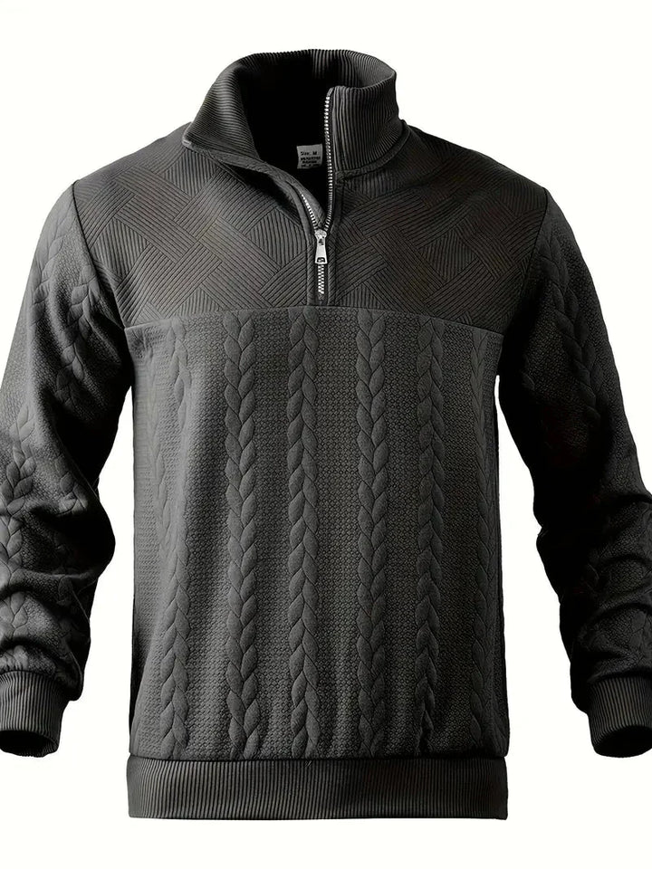 Brit & Boho™️ | Lässiger Jacquard Quarter-Zip Pullover