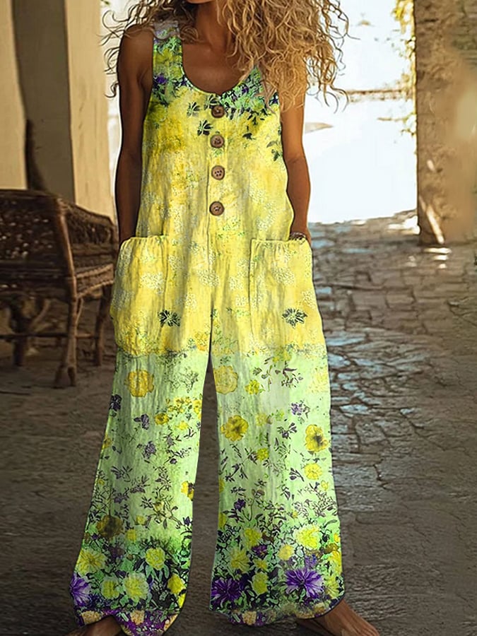 Hilary™ - Schicker Vintage Lockere Blumenoverall