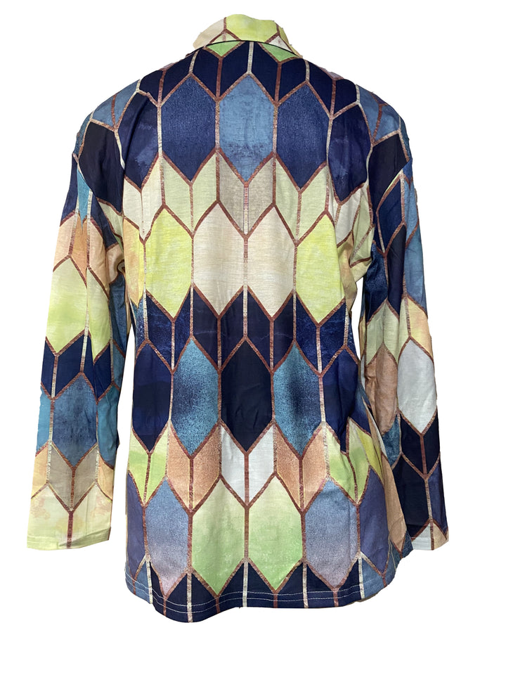 Bianca™ - Buntes Geometrisches Zip-Up Shirt