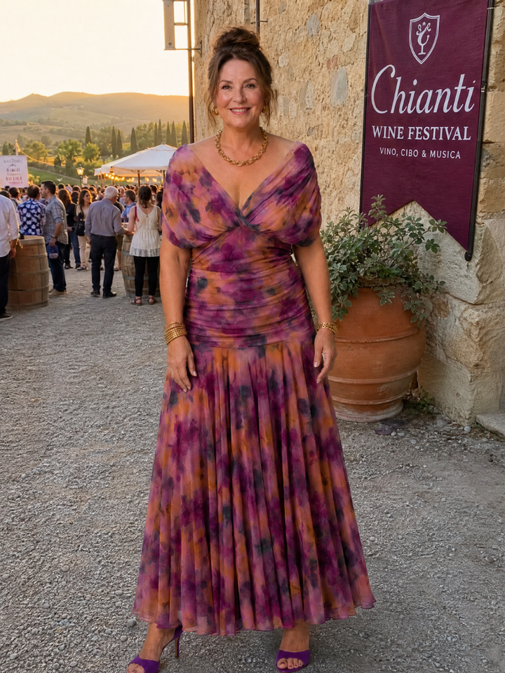 Calen | Elegantes Off-Shoulder-Midi-Kleid mit fließendem Design