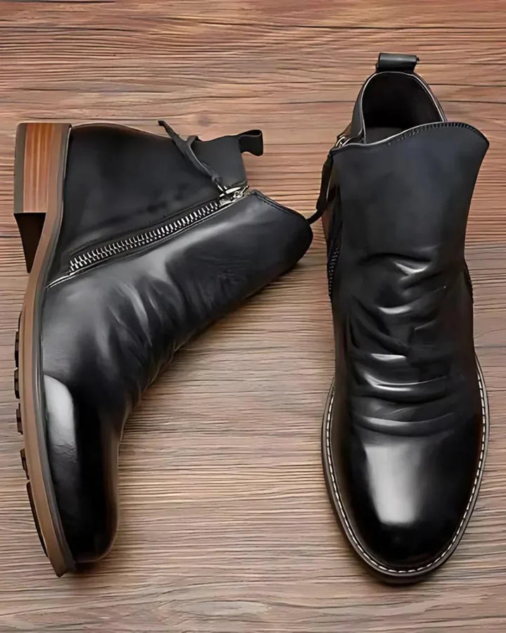 Max - Lederstiefelette Mit Seitlichem Reißverschluss