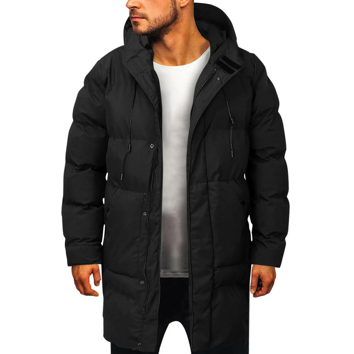Tommaso - Langer Wintermantel Herren Mit Kapuze, Gefütterter Steppmantel