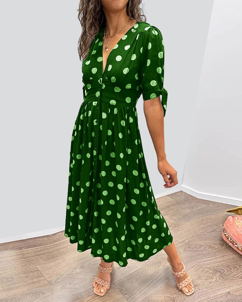 Bellamy - V-Ausschnitt Kleid mit Pünktchen