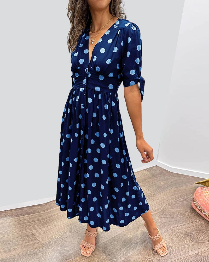 Bellamy - V-Ausschnitt Kleid mit Pünktchen
