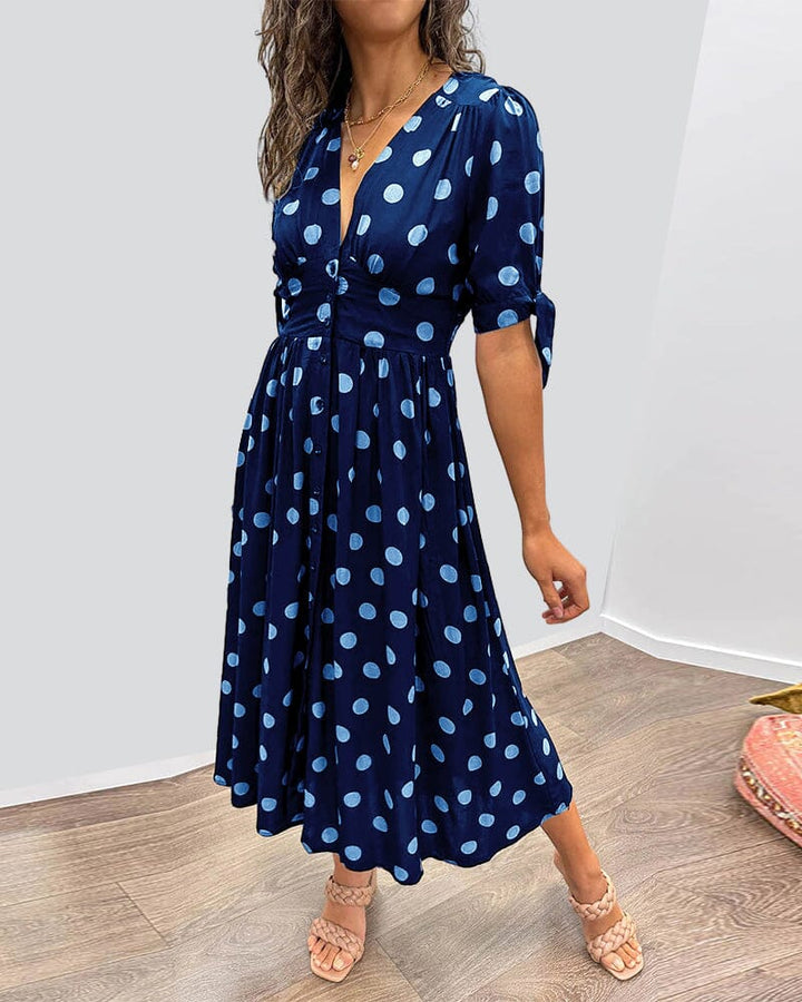 Bellamy - V-Ausschnitt Kleid mit Pünktchen