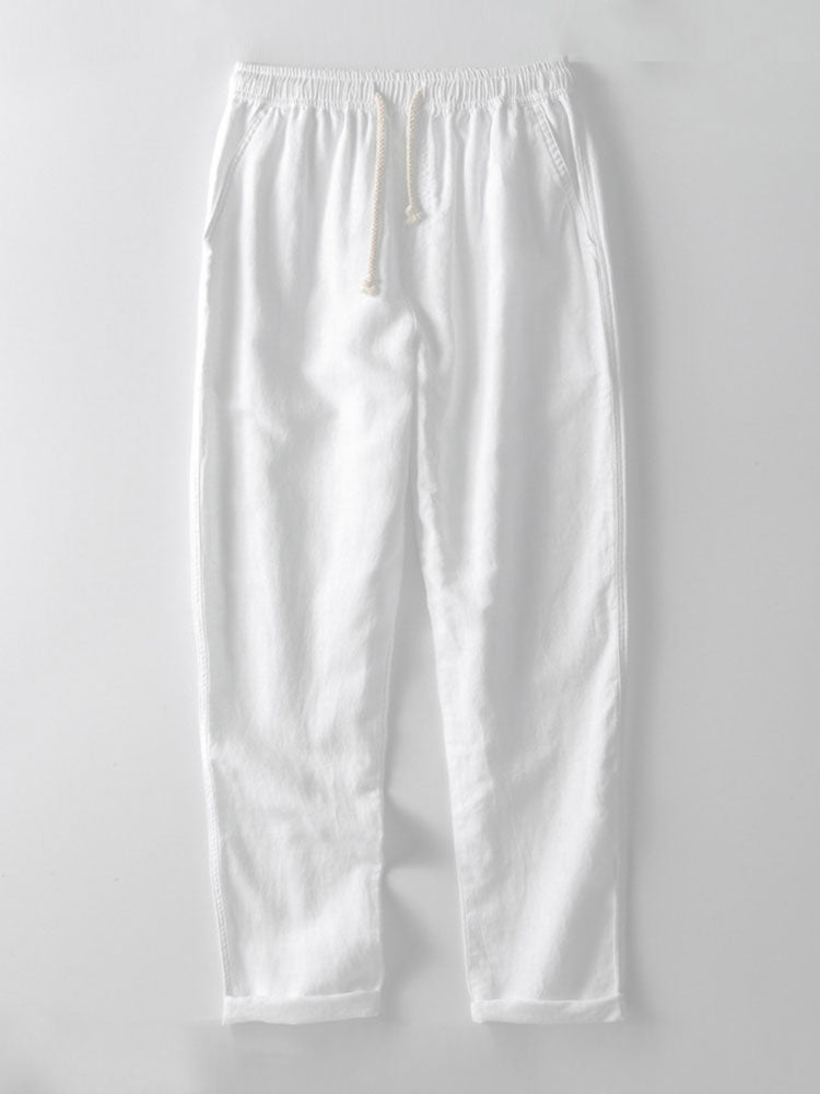 Button-Up Hemd und gerade geschnittene Hose aus Leinen-Rayon-Mischung