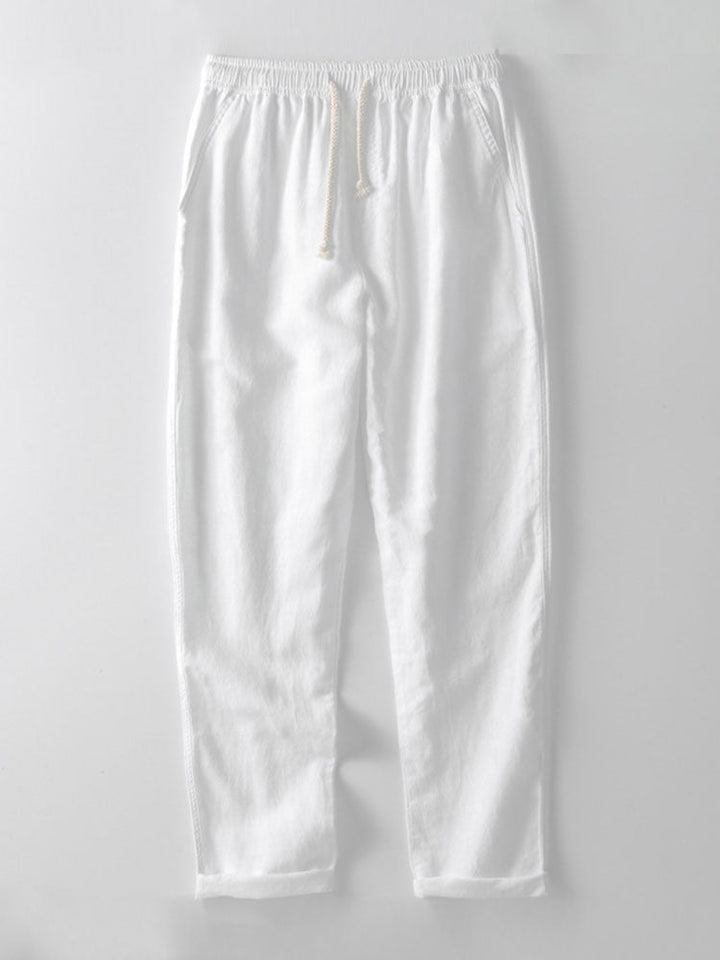 Button-Up Hemd und gerade geschnittene Hose aus Leinen-Rayon-Mischung