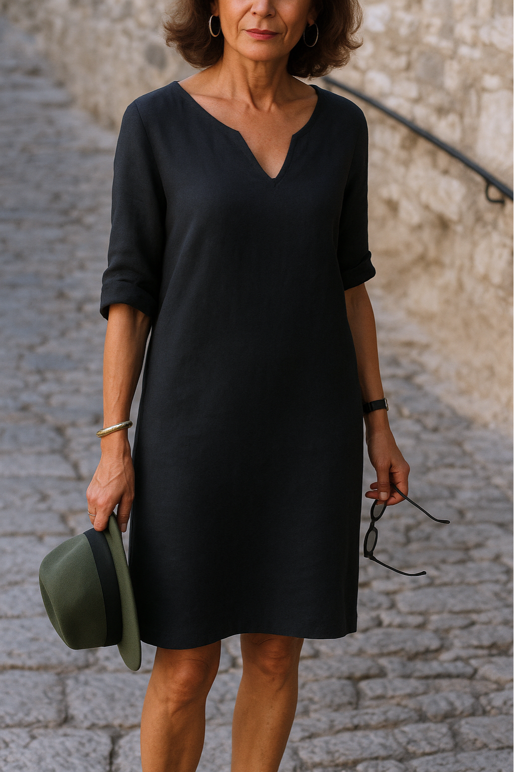 Elvy™ - Elegantes V-Ausschnitt Kleid