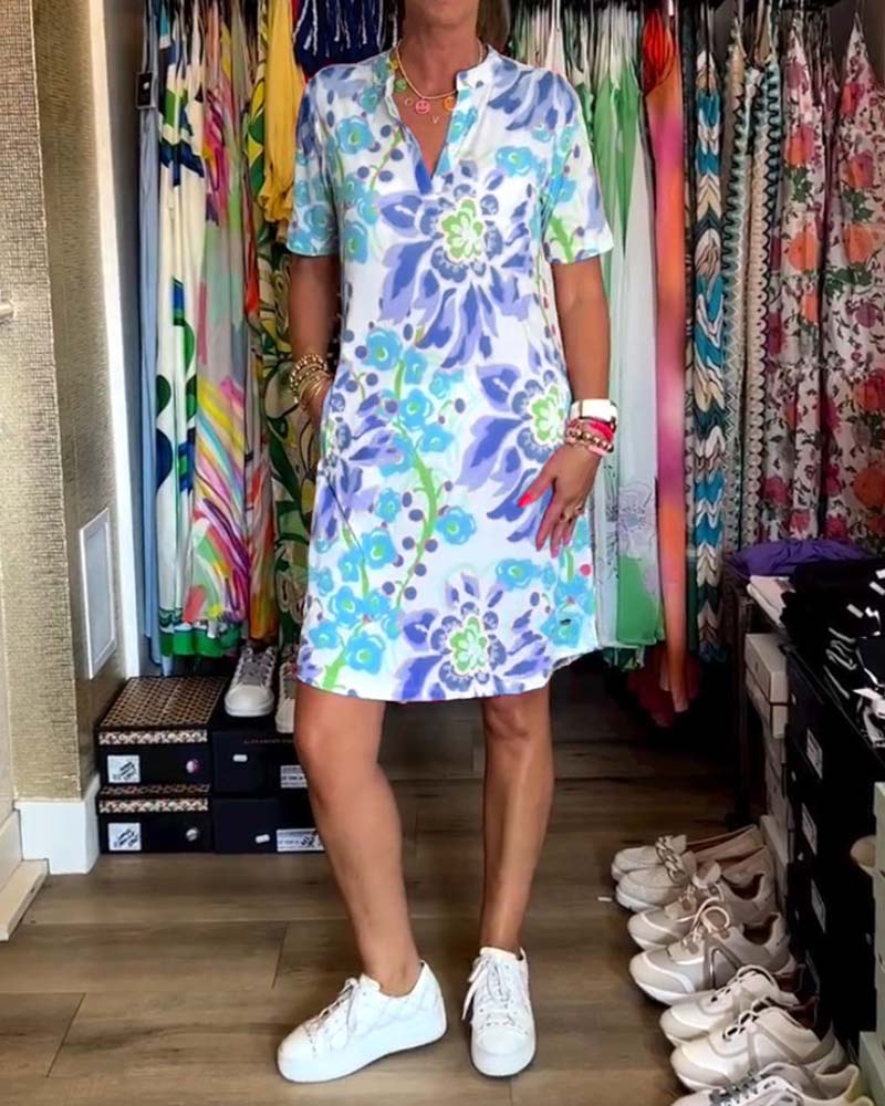 Federica™ - Kleid mit kurzen Ärmeln und floralem Druck