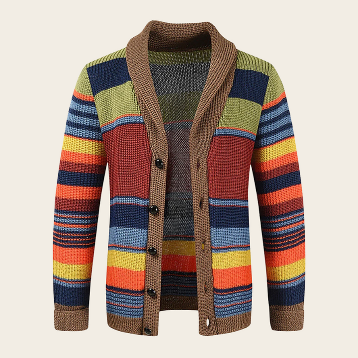 James | Herren gestreifter Cardigan mit Knöpfen