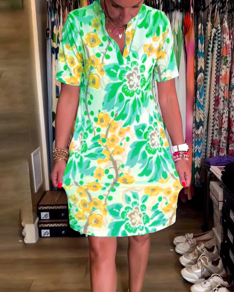 Federica™ - Kleid mit kurzen Ärmeln und floralem Druck