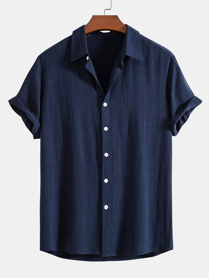 Button-Up Hemd und gerade geschnittene Hose aus Leinen-Rayon-Mischung