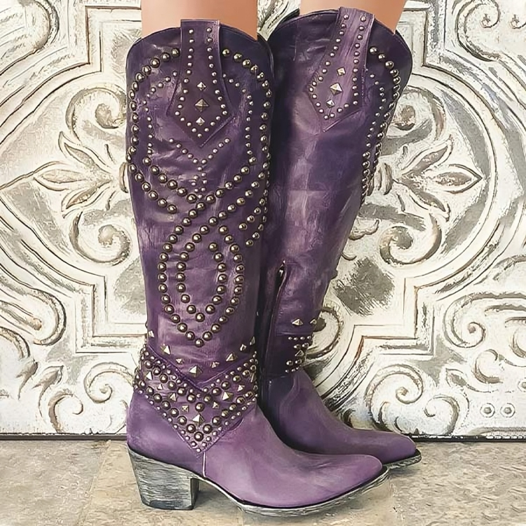 Mia™ - Western-Kniehohe Stiefel
