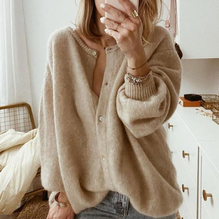 Cardigan boutonné à manches longues pour femme
