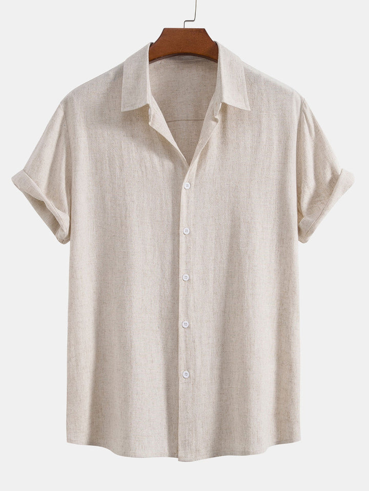 Button-Up Hemd und gerade geschnittene Hose aus Leinen-Rayon-Mischung